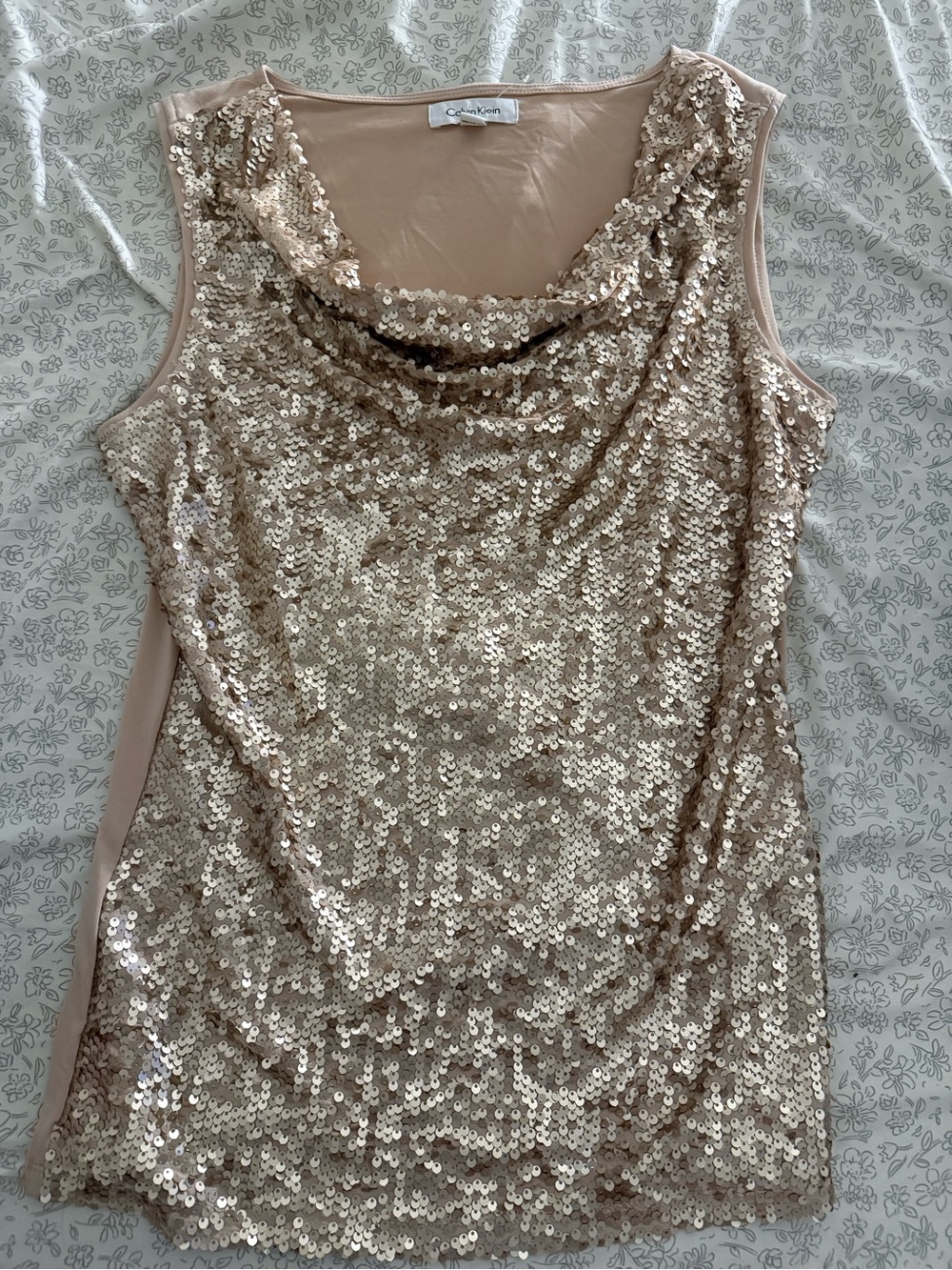 Calvin Klein Sequin Tank Top in Pink Size Small